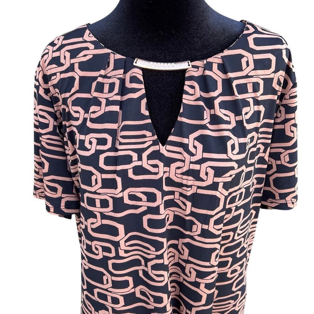 ALWAYS INDIGO Short Sleeve Print top, Women's size 2X